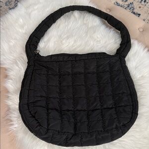 Puffer Tote Bag Purse Black